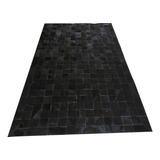 Tapete De Couro Preto Natural 1,50x2,50 Com Borda Pç 10x10cm