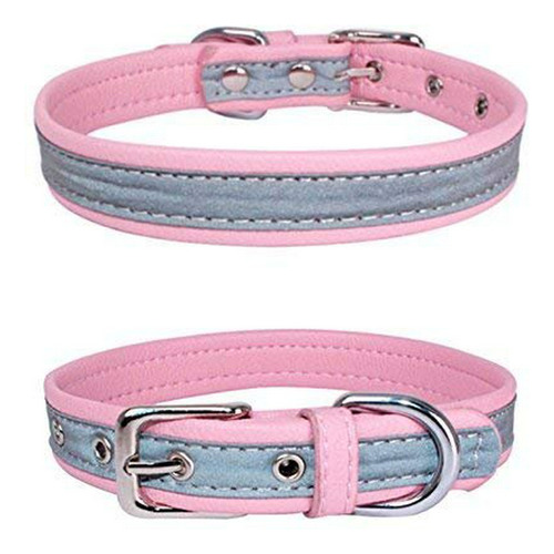 Collar De Cuero Reflectante Ajustable Para Perros Mcdobexy.