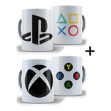 Kit Caneca Xbox + Caneca Playstation + Caixa Presente