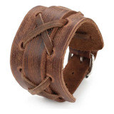 Bracelete Couro Country Depp Marrom Cowboy Pulseira Viking