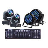 Kit 2 Moving Head Spot 60w + 2 Canhão 36 Leds 3w + Mesa Dmx