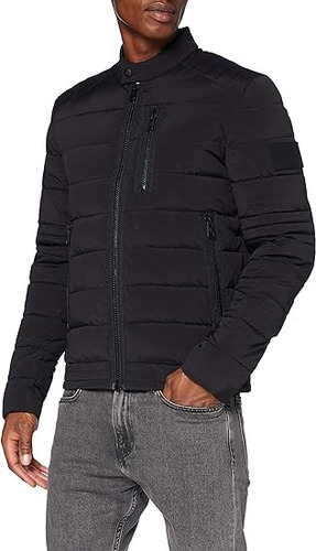 Campera Calvin Klein Quilted Padded Moto Jacket L Negro Mate
