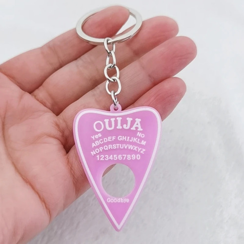 Llavero De Defensa Personal Acrílico Purpurina Diseño Ouija