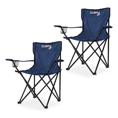 Set 2 Sillas De Playa Plegable Portátil Cuory Plegable Azul Oscuro