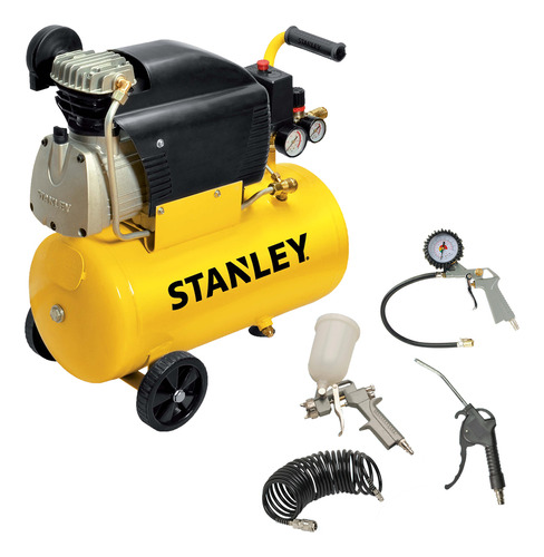 Compresor De Aire Stanley 24 Litros 2 Hp + Kit 3 Piezas Fs