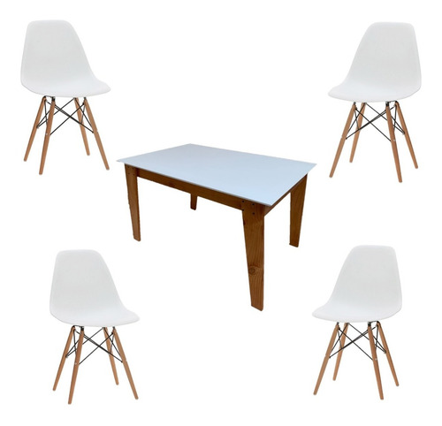 Juego De Mesa Tulip 1.20x0.80 Mt + 4 Sillas Eames Blanco