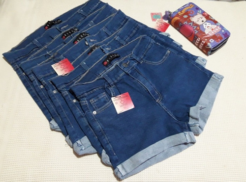 Short Jeans Denim Elastizado Dobladillo  Lindo Calce