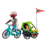Playmobil Mamà En Bicicleta Con Niño En Carro Importado Orig