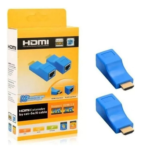 Adaptador Extensor Hdmi 30m Sobre Cat 5/5e/6 Utp Red Rj45