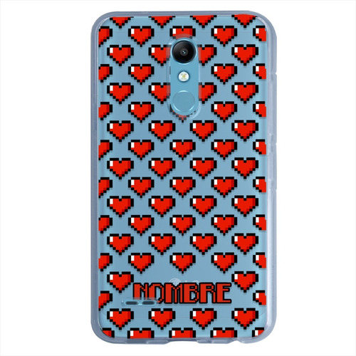 Funda LG Antigolpes Corazones Pixel Personalizada Nombre