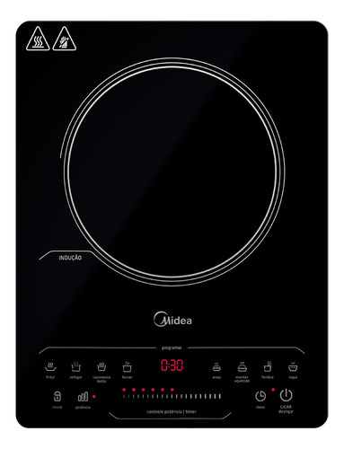 Cooktop 1 Boca De Indução Midea Cyad11 Portátil Preto 110v