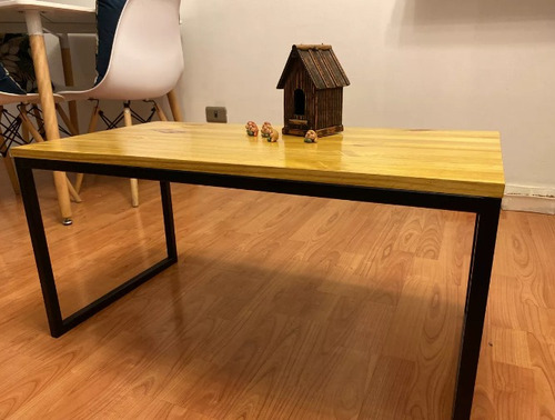 Mesa De Centro Rectangular De Fierro Y Madera Decorativa 