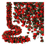 Rosas Vid Enredadera Flores Artificiale Decoración 2.4m 3pcs
