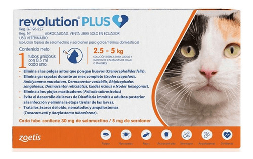 Revolution® Plus Antiparasitario 0.25ml 2.5kg A 5kg Gatos