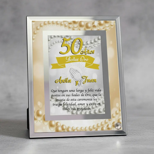Regalo Foto Cristal Aniversario Boda 50 Años Oro 25 Plata 30