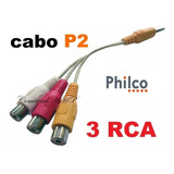 Cabo Tv Philco Para Entrada Av Com P2 Macho E 3 Rca Fêmea