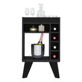 Mueble Bar 72x45cm En Mdp Con 5 Compartimientos Negro