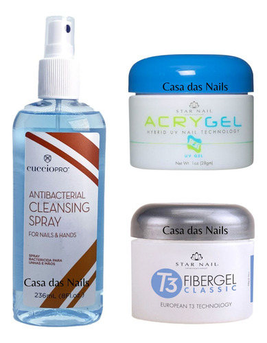 Gel Acrygel Ou T3 Fibergel 28g Cleansing Sany Spray 236ml