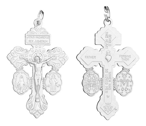 15 Amuletos De Cruz Católica Do Perdão, 5 Cm, Prata