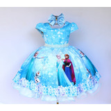 Vestido Fantasia Infantil Frozen Rainha Elsa + Coroa Luvas