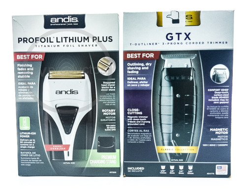 Combo Andis Shaver Profoil Litio Trimmer Terminadora Gtx