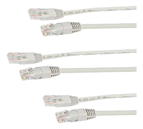 3 Cables De Red 3 Metros Rj45 Ethernet Utp Cat 5e Internet