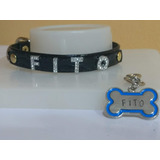 Collar C/nombre H/ta 4letras+chapita Ecocuero 15mm (peques)