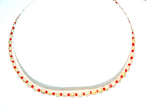 Collar Perla Cultivada Y Coral Rojo Bestcalidad  42 Cm