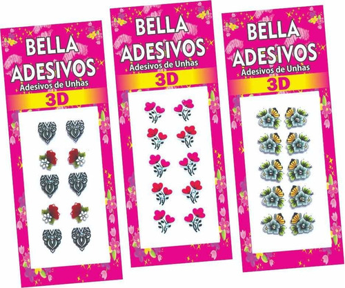 Adesivos De Unha 3d Com Joias Bella Adesivos + Brinde