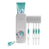 Dispensador Dosificador De Crema Dental+5 Porta Cepillos Tm2 Color Blanco