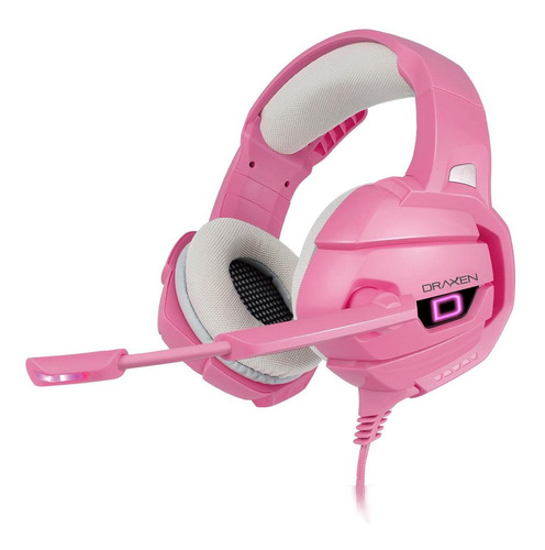 Headset Fone E Microfone Rosa P2 P3 Com Leds Iluminado 