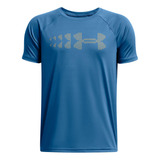 Polera Manga Corta Stadium Light Niño Azul Under Armour