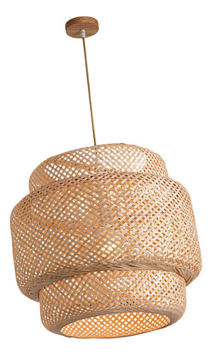 Luminária Pendente De Bambu Tecida Com Design Moderno De Est