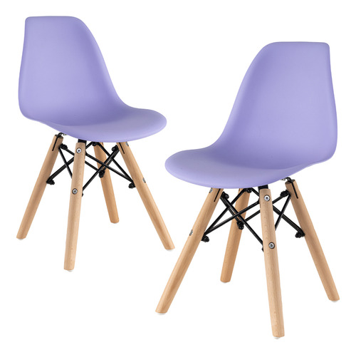 Set De 2 Sillas Infantiles Diseño Eames Para Etapa Preescolar Color Púrpura Baby Gaon Bgek01