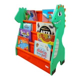 Rack Para Livros Infantil Standbook Dinossauro 5 Bolsos