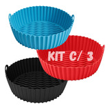 Kit 3 Cesto Forma De Silicone Airfryer Protetor Antiaderente