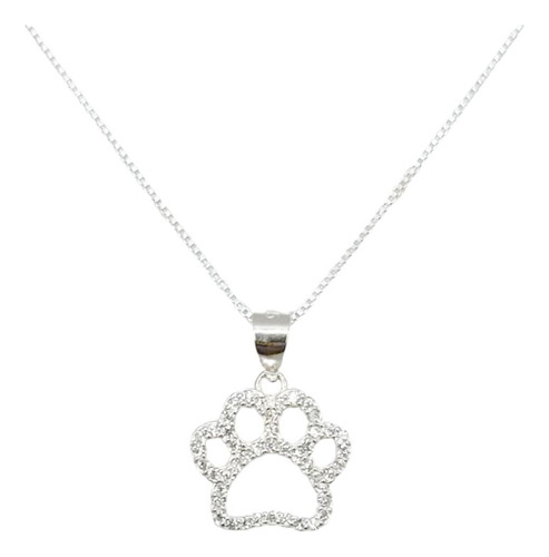 Collar Patita Perro Gato 45 Cm Plata Italiana Ley 925 + Caja