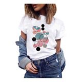 Camiseta O Para Mujer, Moderna, Con Estampado Gráfico Geomét