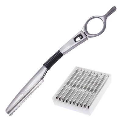 Porta Navaja Para Corte Y Texturizar Cabello, Dedo Giratorio Color Plateado | Meses sin interés