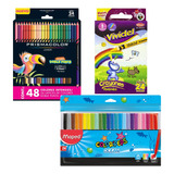 Regalo* + Caja Con 48 Colores Prismacolor Junior Originales + Caja Crayolas Con 20 Tonos + 24 Plumones Ocean Maped
