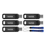 5 Pendrives Sandisk 128gb Ultra Dual Drive Go Sdddc3-128g-g4