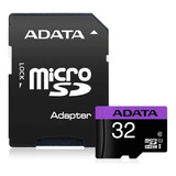 Memoria Micro Sd Adata 32gb Con Adaptador Sd Clase 10 80mb/s