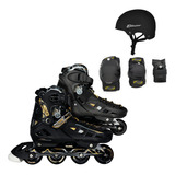 Patines Linea Ajustable Fitnes Nd Y Mochila+casco+proteccion