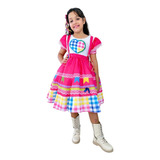 Vestido Infantil Junino Rosa Festa Meninas