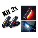 Kit 2x Lanterna Bike Sinalizador Traseiro Farol Recarregavel