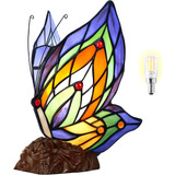 Tiffany Lamp Night Light Butterfly Vitral Lámpara De E...