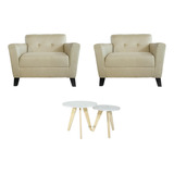 Set Mesas Ratonas+ Dos Sillones Individual Combo Living