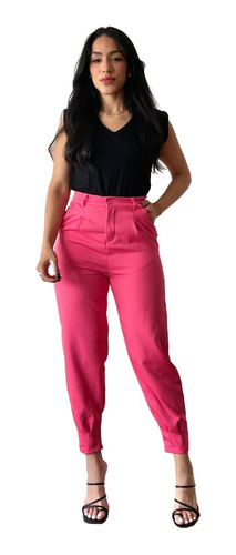 Calça Pantalona Cenoura Jogger Feminina Colorida