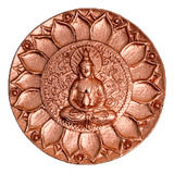 Incensário De Resina Pratinho Redondo Buda Hindu Bronze 9 Cm