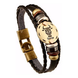 Pulsera Unisex Hombre Mujer Signo Tauro De Cuero Elegante